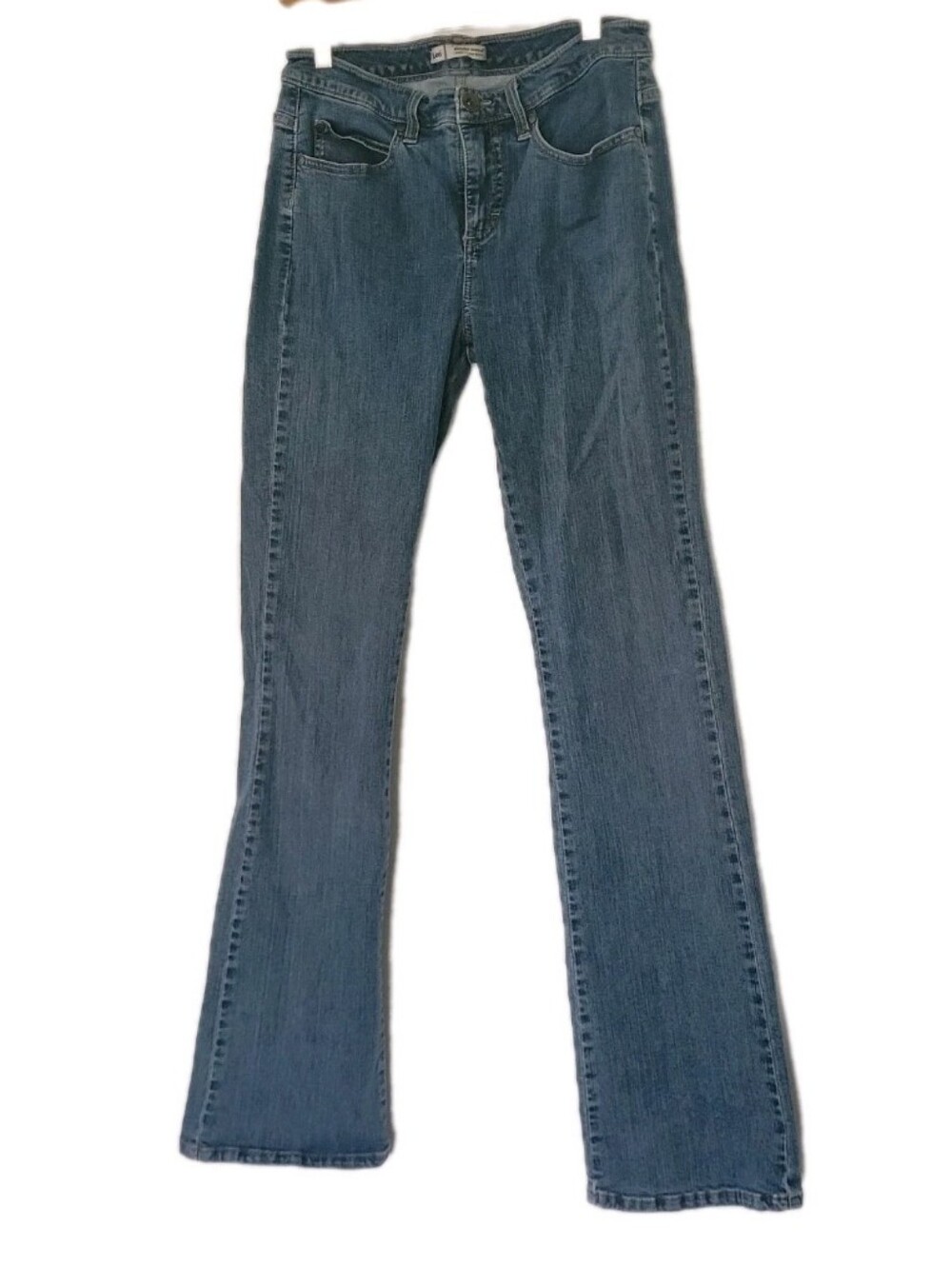 Lee Womens Slender Secret Straight Leg Jeans Blue Stretch Medium Wash 6 Med Low